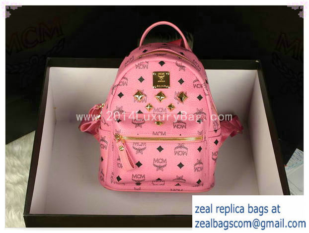 High Quality Replica MCM Stark Backpack Medium in Calf Leather 8003 Pink